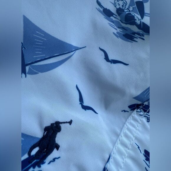 POLO RALPH LAUREN Traveler Polo Bear Swim Trunk Boys Size 7 Blue White - Picture 14 of 17